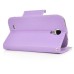 Dual Color Magnetic Wallet Flip Leather Case with Card Slot and Strap for Samsung Galaxy S4 - Purple