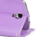 Dual Color Magnetic Wallet Flip Leather Case with Card Slot and Strap for Samsung Galaxy S4 - Purple