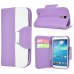 Dual Color Magnetic Wallet Flip Leather Case with Card Slot and Strap for Samsung Galaxy S4 - Purple