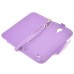 Dual Color Magnetic Wallet Flip Leather Case with Card Slot and Strap for Samsung Galaxy S4 - Purple