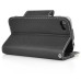 Dual Color Magnetic Wallet Flip Leather Case with Card Slot and Strap for iPhone 4/4S - Black