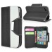 Dual Color Magnetic Wallet Flip Leather Case with Card Slot and Strap for iPhone 4/4S - Black