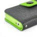 Dual Leather Flip Magnet Stand Case Cover with Card Slot for iPhone 4 iPhone 4S - Black / Green