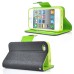 Dual Leather Flip Magnet Stand Case Cover with Card Slot for iPhone 4 iPhone 4S - Black / Green