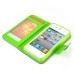 Dual Leather Flip Magnet Stand Case Cover with Card Slot for iPhone 4 iPhone 4S - Black / Green