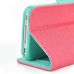 Dual Leather Flip Magnet Stand Case Cover with Card Slot for iPhone 4 iPhone 4S - Red / Mint Green