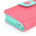 Dual Leather Flip Magnet Stand Case Cover with Card Slot for iPhone 4 iPhone 4S - Red / Mint Green