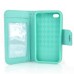 Dual Leather Flip Magnet Stand Case Cover with Card Slot for iPhone 4 iPhone 4S - Red / Mint Green