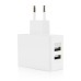 Dual Ports EU USB Plug Travel Charger - White