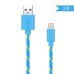 Durable Woven Pattern 2M 8 Pin Charging Sync Lightning Cable for iPhone 5/5s/6 iPad Mini iPod - Blue