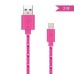 Durable Woven Pattern 2M 8 Pin Charging Sync Lightning Cable for iPhone 5/5s/6 iPad Mini iPod - Magenta