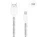 Durable Woven Pattern 2M 8 Pin Charging Sync Lightning Cable for iPhone 5/5s/6 iPad Mini iPod - White