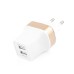 EU Plug 3.1 A Dual USB Ports Charger Adapter for iPhone iPad iPod Samsung - Gold