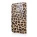 Electroplated Diamond Leopard Wallet Leather Case with Strap for Samsung Galaxy S5 - Brown