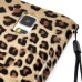 Electroplated Diamond Leopard Wallet Leather Case with Strap for Samsung Galaxy S5 - Brown