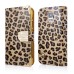 Electroplated Diamond Leopard Wallet Leather Case with Strap for Samsung Galaxy S5 - Brown