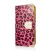 Electroplated Diamond Leopard Wallet Leather Case with Strap for Samsung Galaxy S5 - Magenta