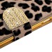 Electroplated Diamond Leopard Wallet Leather Case with Strap for iPhone 6 Plus - Brown