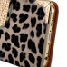 Electroplated Diamond Leopard Wallet Leather Case with Strap for iPhone 6 Plus - Brown