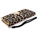 Electroplated Diamond Leopard Wallet Leather Case with Strap for iPhone 6 Plus - Brown