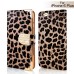 Electroplated Diamond Leopard Wallet Leather Case with Strap for iPhone 6 Plus - Brown