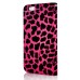 Electroplated Diamond Leopard Wallet Leather Case with Strap for iPhone 6 Plus - Magenta