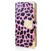 Electroplated Diamond Leopard Wallet Leather Case with Strap for iPhone 6 Plus - Pink