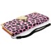 Electroplated Diamond Leopard Wallet Leather Case with Strap for iPhone 6 Plus - Pink