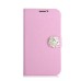 Elegant Camellias Rhinestone Magnetic Feather Silk Leather Folio Flip Wallet Stand Case With Card Slots For Samsung Galaxy S4 i9500 / i9505