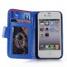 Elegant Flip Leather Case with Card Slot for iPhone 4/4s - Blue