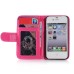 Elegant Flip Leather Case with Card Slot for iPhone 4/4s - Magenta