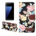 Elegant Flower Linen Design Magnetic Stand Flip Leather Case for Samsung Galaxy Note 7 - Black