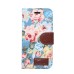 Elegant Flower Linen Design Magnetic Stand Flip Leather Case for iPhone 7 - Blue