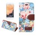 Elegant Flower Linen Design Magnetic Stand Flip Leather Case for iPhone 7 - Blue