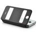 Elegant Folio Flip Leather and PC Stand Case Cover with Caller ID View Window & Bling Home Button for iPhone 4 iPhone 4S - Black