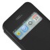 Elegant Folio Flip Leather and PC Stand Case Cover with Caller ID View Window & Bling Home Button for iPhone 4 iPhone 4S - Black