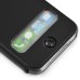 Elegant Folio Flip Leather and PC Stand Case Cover with Caller ID View Window & Bling Home Button for iPhone 4 iPhone 4S - Black