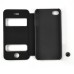 Elegant Folio Flip Leather and PC Stand Case Cover with Caller ID View Window & Bling Home Button for iPhone 4 iPhone 4S - Black