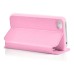 Elegant Folio Flip Leather and PC Stand Case Cover with Caller ID View Window & Bling Home Button for iPhone 4 iPhone 4S - Pink