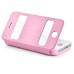 Elegant Folio Flip Leather and PC Stand Case Cover with Caller ID View Window & Bling Home Button for iPhone 4 iPhone 4S - Pink