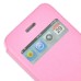 Elegant Folio Flip Leather and PC Stand Case Cover with Caller ID View Window & Bling Home Button for iPhone 4 iPhone 4S - Pink