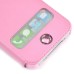 Elegant Folio Flip Leather and PC Stand Case Cover with Caller ID View Window & Bling Home Button for iPhone 4 iPhone 4S - Pink