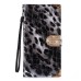 Elegant Fox Skin Bling Diamond Electroplated Metal Magnetic Wallet Leather Case with a Strap for iPhone 6 4.7 inch - Black