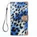 Elegant Fox Skin Bling Diamond Electroplated Metal Magnetic Wallet Leather Case with a Strap for iPhone 6 4.7 inch - Blue