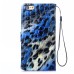 Elegant Fox Skin Bling Diamond Electroplated Metal Magnetic Wallet Leather Case with a Strap for iPhone 6 4.7 inch - Blue