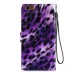 Elegant Fox Skin Bling Diamond Electroplated Metal Magnetic Wallet Leather Case with a Strap for iPhone 6 4.7 inch - Purple