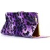 Elegant Fox Skin Bling Diamond Electroplated Metal Magnetic Wallet Leather Case with a Strap for iPhone 6 Plus - Purple