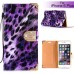 Elegant Fox Skin Bling Diamond Electroplated Metal Magnetic Wallet Leather Case with a Strap for iPhone 6 Plus - Purple