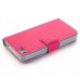 Elegant Genuine Leather Stand Folio Case With Card Slots For iPhone 4 iPhone 4s - Magenta