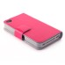 Elegant Genuine Leather Stand Folio Case With Card Slots For iPhone 4 iPhone 4s - Magenta